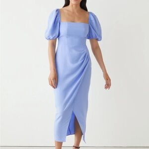 & Other Stories Blue Puff Sleeve Dress